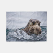 最も可愛い赤ん坊の動物 |オッターベビーとマザー フリースブランケット (正面(横))