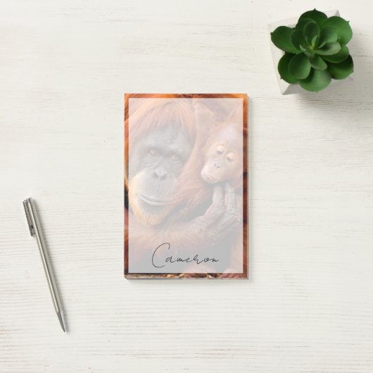 最も可愛い赤ん坊の動物 |オランウータン母とベビー ポストイット (オフィス)