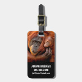 最も可愛い赤ん坊の動物 |オランウータン母とベビー ラゲッジタグ (正面縦)