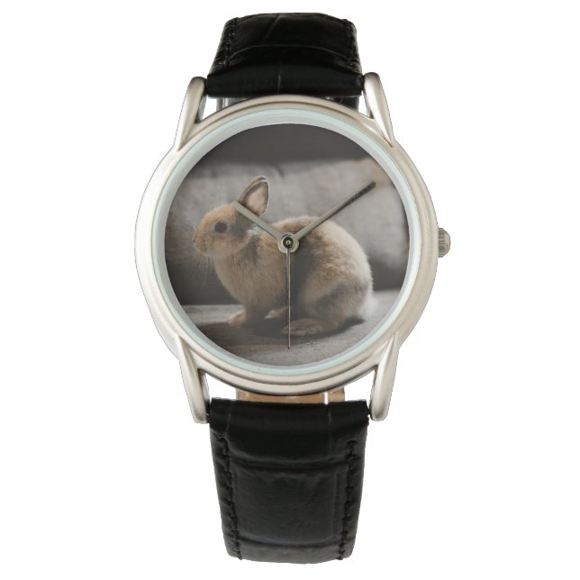 最も可愛い赤ん坊の動物 |オランダ矮小ウサギ 腕時計 (正面)