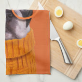 最も可愛い赤ん坊の動物 |オレンジボストンテリア キッチンタオル (四つ折り)