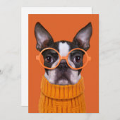 最も可愛い赤ん坊の動物 |オレンジボストンテリア サンキューカード (正面/裏面)