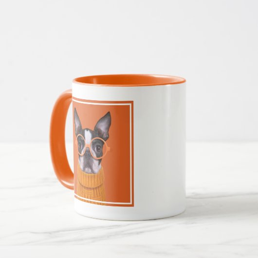 最も可愛い赤ん坊の動物 |オレンジボストンテリア マグカップ (正面左)
