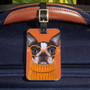 最も可愛い赤ん坊の動物  オレンジボストンテリア ラゲッジタグ