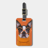 最も可愛い赤ん坊の動物 |オレンジボストンテリア ラゲッジタグ (正面縦)