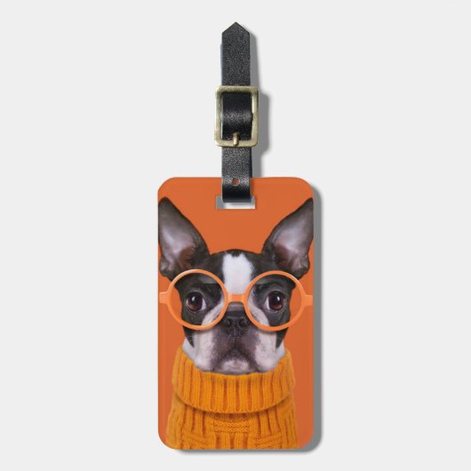 最も可愛い赤ん坊の動物 |オレンジボストンテリア ラゲッジタグ (正面縦)