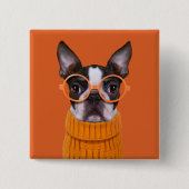 最も可愛い赤ん坊の動物 |オレンジボストンテリア 缶バッジ (正面)