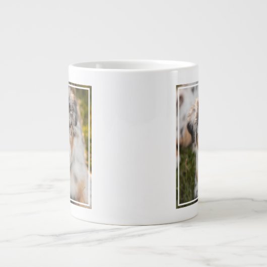 最も可愛い赤ん坊の動物 |オーストラリアの羊飼い犬 ジャンボコーヒーマグカップ (正面)