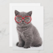 最も可愛い赤ん坊の動物 |キットンハートグラス サンキューカード (正面/裏面)