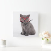 最も可愛い赤ん坊の動物 |キットンハートグラス スクエア壁時計 (ホーム)