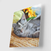 最も可愛い赤ん坊の動物 |キットンラウンジ スクエア壁時計 (傾斜)