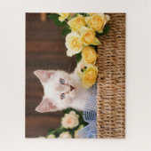 最も可愛い赤ん坊の動物 |キットン&イエローローズ ジグソーパズル (縦)