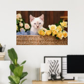 最も可愛い赤ん坊の動物 |キットン&イエローローズ ポスター (ホームオフィス)