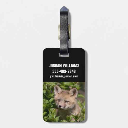 最も可愛い赤ん坊の動物 |キツネキット ラゲッジタグ (裏面縦)