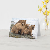 最も可愛い赤ん坊の動物 |クマとカブ カード (黄色い花)