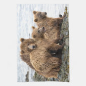 最も可愛い赤ん坊の動物 |クマとカブ キッチンタオル (縦)