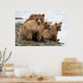 最も可愛い赤ん坊の動物 |クマとカブ ポスター (キッチン)