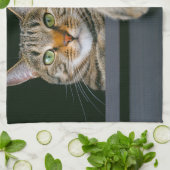 最も可愛い赤ん坊の動物 |グレータブビーキャット顔 キッチンタオル (折り畳み)