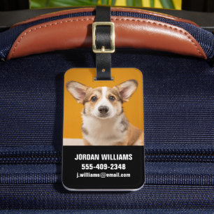 最も可愛い赤ん坊の動物  コルギポートレートオンオレンジ ラゲッジタグ