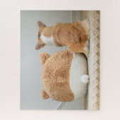 最も可愛い赤ん坊の動物 |コーギと丸太の子犬 ジグソーパズル (縦)