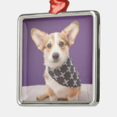 最も可愛い赤ん坊の動物 |コーギパピースカルバンダナ メタルオーナメント (左)