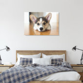 最も可愛い赤ん坊の動物 |コーギパピー探し キャンバスプリント (インサイチュ (寝室))