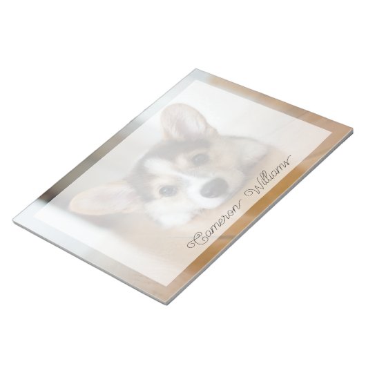 最も可愛い赤ん坊の動物 |コーギパピー探し ノートパッド (アングル)