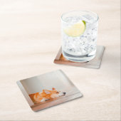 最も可愛い赤ん坊の動物 |コーギ眠り スクエアペーパーコースター (インサイチュ)