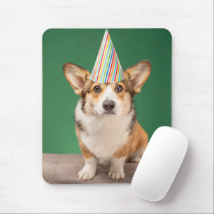 最も可愛い赤ん坊の動物 コーギ誕生日子犬 マウスパッド