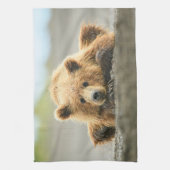 最も可愛い赤ん坊の動物 |コースタルブラウンベア キッチンタオル (縦)