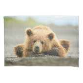 最も可愛い赤ん坊の動物 |コースタルブラウンベア 枕カバー (正面)