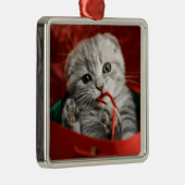 最も可愛い赤ん坊の動物 |スコティッシュフォールドキットン メタルオーナメント (右)
