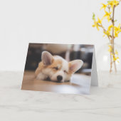 最も可愛い赤ん坊の動物 |スリーピーコーギ カード (黄色い花)