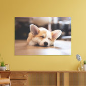 最も可愛い赤ん坊の動物 |スリーピーコーギ キャンバスプリント (インサイチュ (リビング))