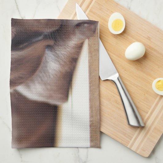 最も可愛い赤ん坊の動物 |チョコレートラブラドール子犬 キッチンタオル (四つ折り)