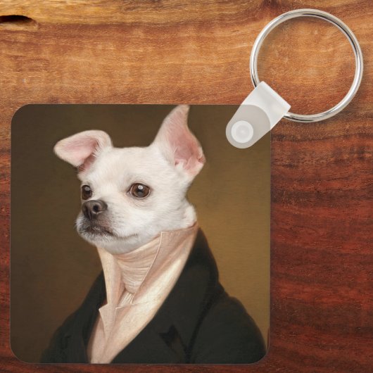 最も可愛い赤ん坊の動物 |チワ王室のワポートレート キーホルダー (裏面)