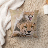 最も可愛い赤ん坊の動物 |チーター・キャット&カブ クッション (ブランケット)