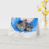 最も可愛い赤ん坊の動物 |トンネル内の虎猫の遊子猫 カード (黄色い花)