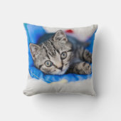 最も可愛い赤ん坊の動物 |トンネル内の虎猫の遊子猫 クッション (正面)