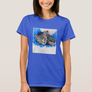 最も可愛い赤ん坊の動物 トンネル内の虎猫の遊子猫 Tシャツ