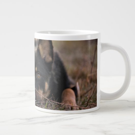 最も可愛い赤ん坊の動物 |ドイツの羊飼い ジャンボコーヒーマグカップ (右)