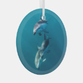 最も可愛い赤ん坊の動物 |ドルフィンファミリー ガラスオーナメント (正面右)