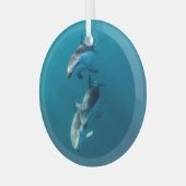 最も可愛い赤ん坊の動物 |ドルフィンファミリー ガラスオーナメント (正面左)