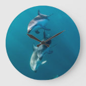 最も可愛い赤ん坊の動物 |ドルフィンファミリー ラージ壁時計 (正面)