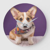 最も可愛い赤ん坊の動物 |ハロウィーン・コルギ ラージ壁時計 (正面)