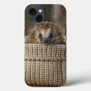 最も可愛い赤ん坊の動物 バスケット内のハリネズミ iPhone 13ケース