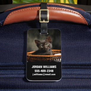 最も可愛い赤ん坊の動物  バスケット内の子猫 ラゲッジタグ