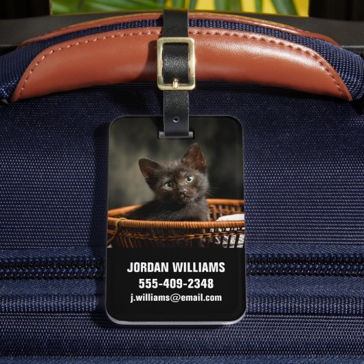 最も可愛い赤ん坊の動物 |バスケット内の子猫 ラゲッジタグ (正面インサイチュ2)