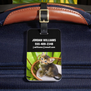 最も可愛い赤ん坊の動物  バスケット内の子猫 ラゲッジタグ