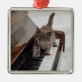 最も可愛い赤ん坊の動物 |ピアノの子猫 メタルオーナメント (正面)